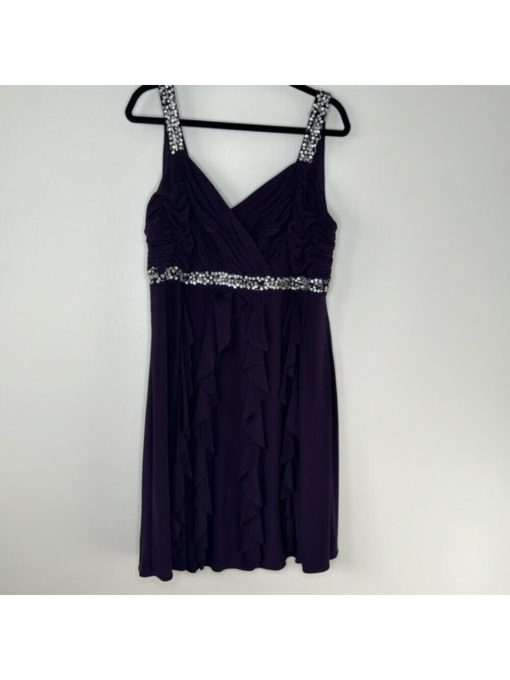 Dressbarn Collection Women Purple Sequin Flowy Cocktail Party Dress Plus Size 16